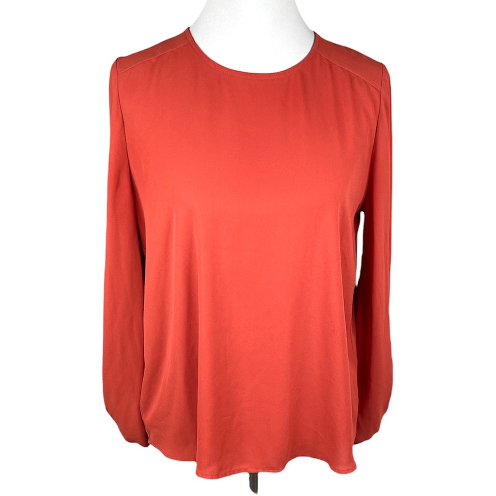 Loft Puffy Sleeves Blouse Burnt Orange Size Medium